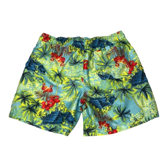 George Swimwear Mens Medium 32-34 Flamingo Mesh Lined Pineapple Trunks Shorts - Picture 4 of 11